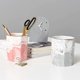 thumbnail image 3 of Ceramic Desk Pen Holder Stand Marble Pattern Pencil Cup Pot Desk Organizer Makeup Brush Holder (Gray A), 3 of 4
