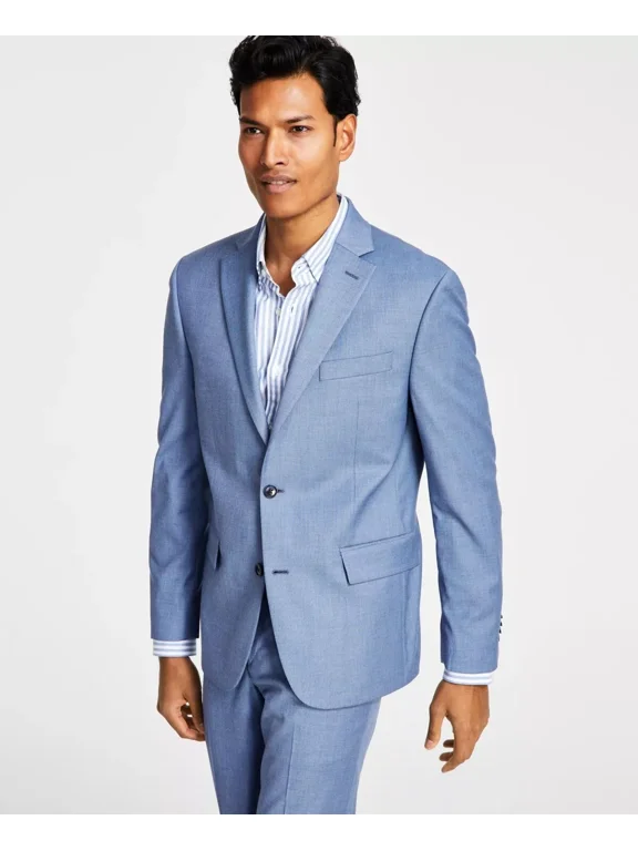 Men's Skinny-Fit Suit Jacket, Blue Sharkskin, 38S