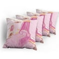 thumbnail image 5 of Ambesonne Pink Throw Pillow Cover 4 Pack, Cartoon Bedroom Interior, 16", Pink Yellow, 5 of 7
