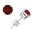 thumbnail image 1 of Genuine 1 1/2Ct Round Ruby Basket Stud Earrings 18k White Gold Prong Push Back AAA Quality, 1 of 1