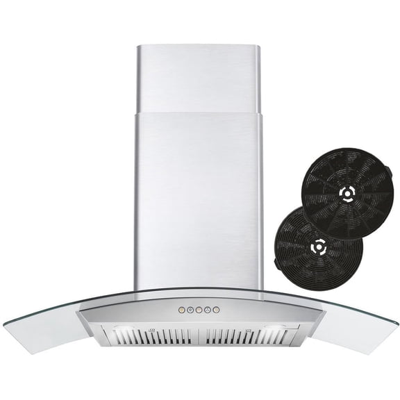36 in. Vista Collection Ductless Wall Mount Range Hood, Button Controls, LED Lights, Stainless Steel