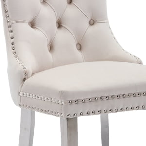 013 Beige Velvet, Silver Legs