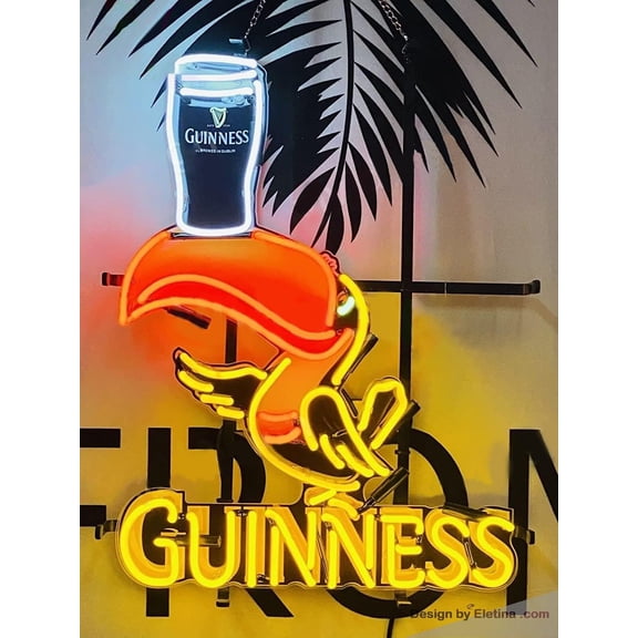 Neon Signs for Wall Decor Guinness's Beer Cup Toucan Sign Light Lamp With Hd Vivid Printing Tech Artwork Agbctlvvvd Neon Led Tubing16x20inch