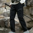 thumbnail image 4 of Pantalones largos de moda para hombre, casuales, de color sólido, con bolsillos y cremallera, cintura elástica, de poliéster., 4 of 9