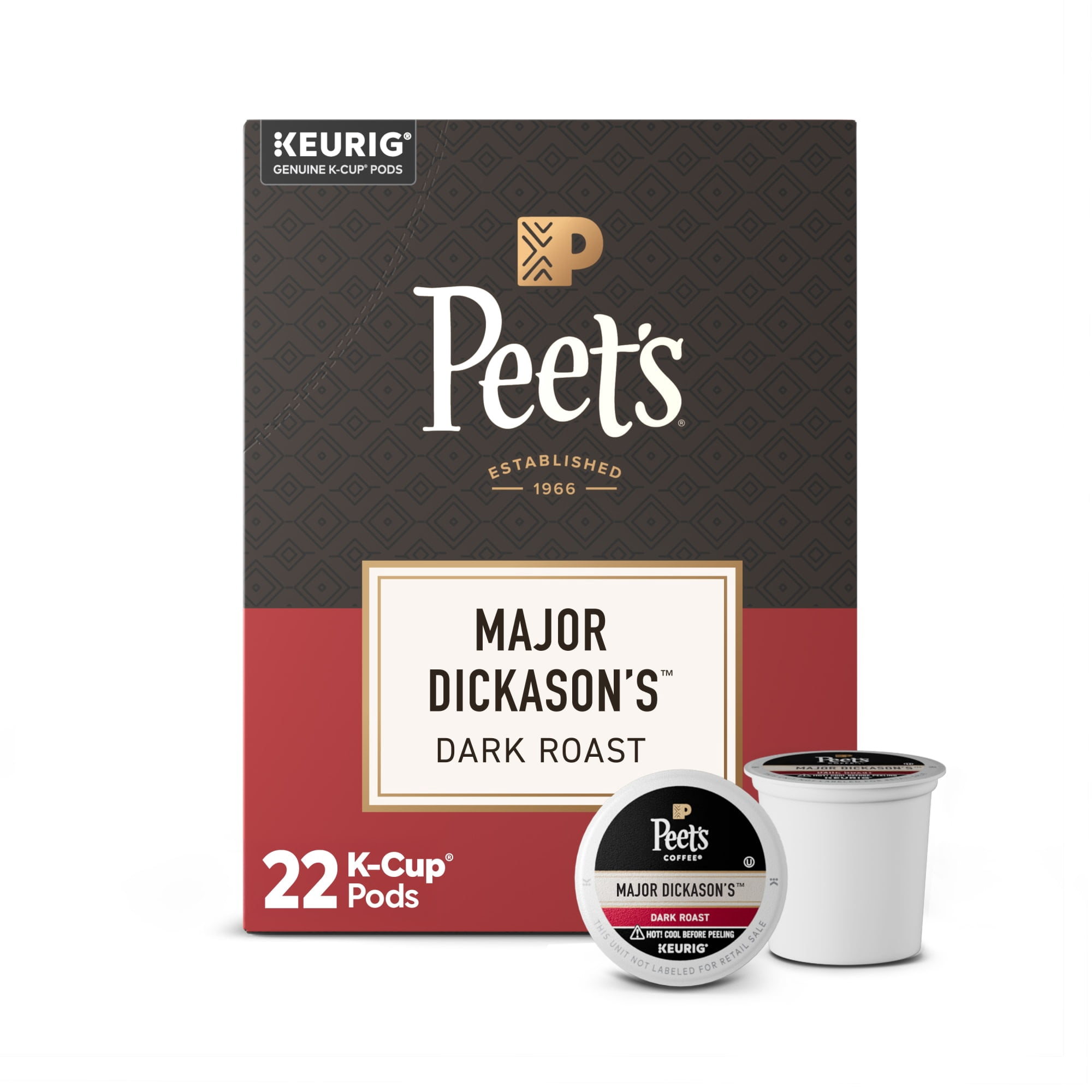 Peet's Coffee Major Dickason's Blend Premium Dark Roast Keurig K-Cup Coffee Pods, 22 Count