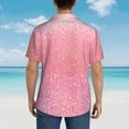thumbnail image 6 of Daiia Sparkly Pink Glitter Hawaiian Shirt for Men Gentle Cotton Regular Short Sleeve Casual-Medium, 6 of 9