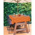 thumbnail image 2 of Teal Geometric Outdoor Tablecloth - 54x54 Inch Square Dining Table Cover, Contemporary Wave Abstract Art Waterproof Outdoor Table Cloth with Umbrella Hole & Zipper for Picnic/Patio/Party, 2 of 5