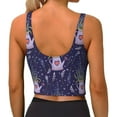 thumbnail image 3 of Fotbe Lavender Flowers Pattern Womens' Sports Bra Longline Wirefree Padded with Medium Support Sports Moisture-Wicking Workou Vest,Tank Top-, 3 of 9