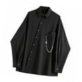 thumbnail image 3 of Camisa de manga larga para hombre, Color puro, cuello vuelto, camiseta de cadena masculina de moda para primavera y verano, 3 of 8