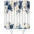 thumbnail image 4 of Blue and White Floral Shower Curtain Flower Rose Plant Botanical Eucalyptus Leaf Girls Navy Watercolor Wildflower with Plastic Hooks Fabric Waterproof Accessories Decor-72"W x 72"L (Pack of 1), 4 of 7