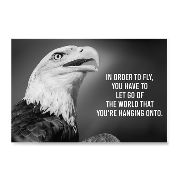 EzPosterPrints - Most Popular Eagle Theme Quote Posters - Power Strength Brave Motivational Quotes Poster Printing - Wall Art Print for Home Office - LET GO - 18X12 inches