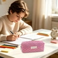 thumbnail image 7 of Hyknon Large Capacity Pencil Case, Glitter Zipper Pencil Pouch with Sequins, Cute Aesthetic Pencil Bag for Office Classroom Stationery Storage Supplies, 7 of 7