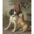 thumbnail image 2 of Conradijn Cunaeus 20x23 Gold Ornate Framed and Double Matted Museum Art Print Titled - Two Dogs at a Loft (1838 - 1895), 2 of 4