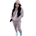 thumbnail image 2 of UKAP Ladies Two Piece Outfit Drawstring Tracksuit Sets Hooded Neck Jogger Set Athletic Sports Sweatshirts And Sweatpants Silver Gray XL, 2 of 4