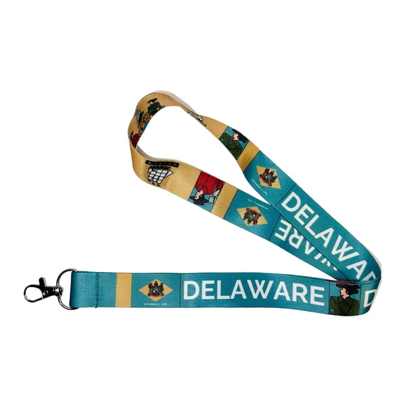 Lanyard - State Flag Delaware - USA - L067 | ID Badge Holder Strap, Travel Souvenir, Lightweight Everyday Accessory, Neck Strap, Event Accessory