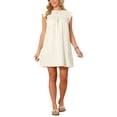 thumbnail image 2 of INSPIRE CHIC Women's Summer Short Tank Dress Cap Sleeve Crewneck Casual Ruched Sundress Loose Shift Tunic Mini Dresses M Beige, 2 of 6