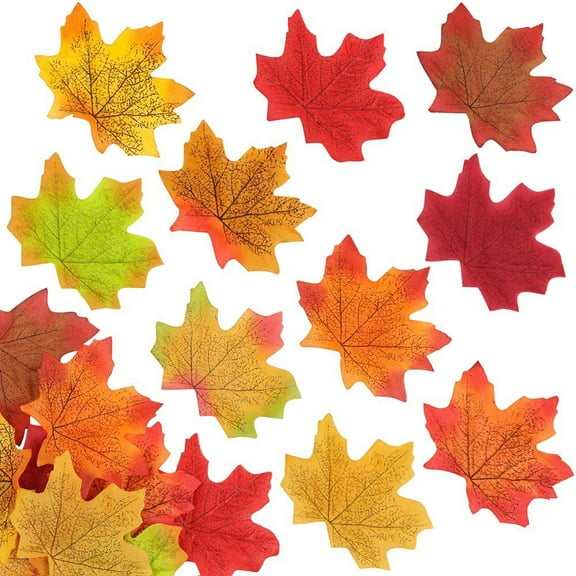 200Pcs Fall Leaves, Artificial Maple Leaves, Fake Fall Leaves Faux Autumn Leaves Decor for Wedding Party Thanksgiving Table Crafts Fall Decor