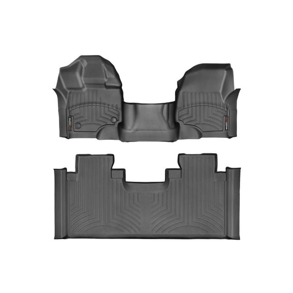 WeatherTech Custom Fit FloorLiners compatible with 2015-2020 Ford F-150 - 1st Row Over-The-Hump & 2nd Row, Black