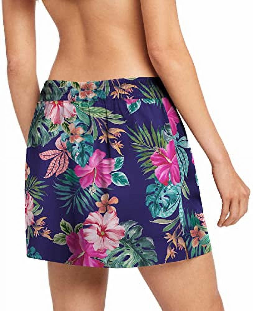 Speedo Women's Shorts Sz S Printed Woven Swim Skort Navy Blue