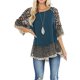 thumbnail image 3 of VISgogo Blusa de media manga para mujer, tops holgados de cuello redondo con estampado floral de leopardo, camisa informal de estilo simple VISgogo moda, 3 of 6