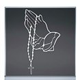 thumbnail image 2 of Praying Hands with Rosary Sticker Decal White (7"x3.8"), 2 of 4