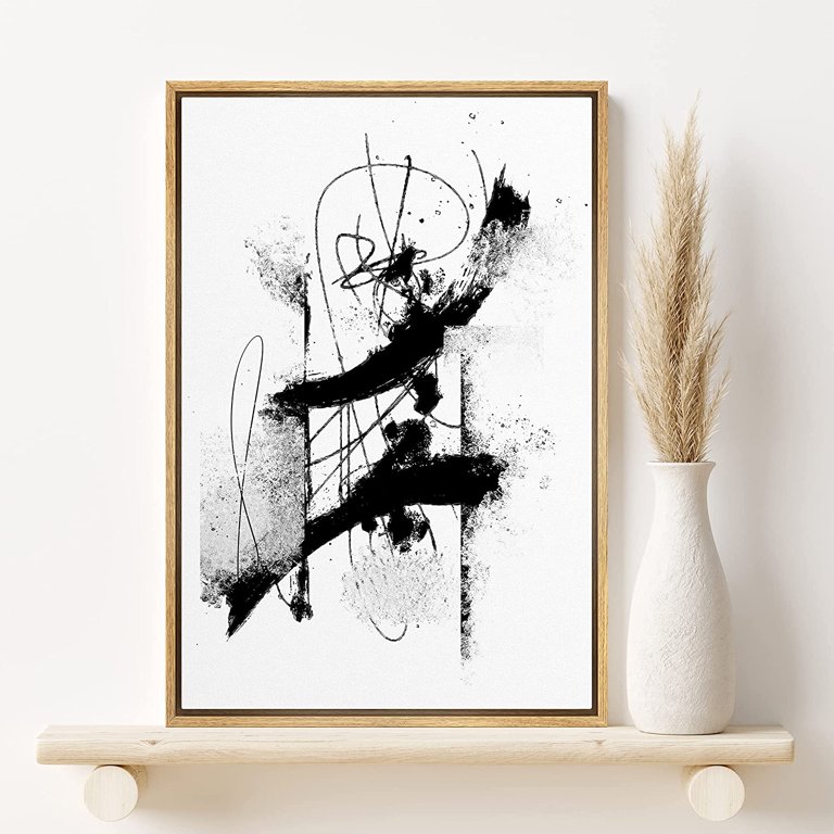 PixonSign Framed Canvas Print Wall Art Lined Black