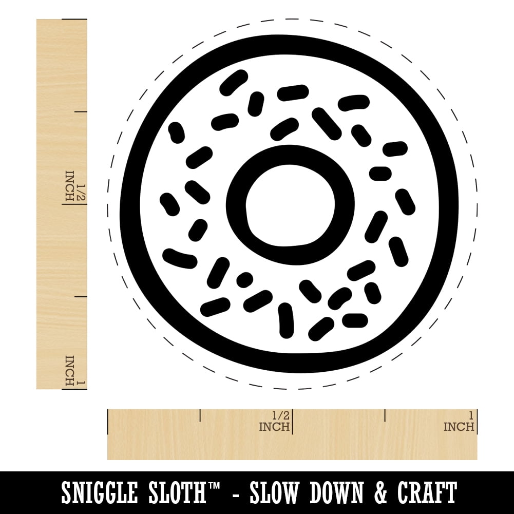 Donut Bagel Doodle Self-Inking Rubber Stamp Ink Stamper - Blue Ink - Medium 1 Inch