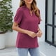 thumbnail image 5 of Blusas para las Mujeres Casual Manga Corta V-Cuello Suéter Color Sólido, Moda Poliéster/Spandex para el Hogar Y Diario, 5 of 8