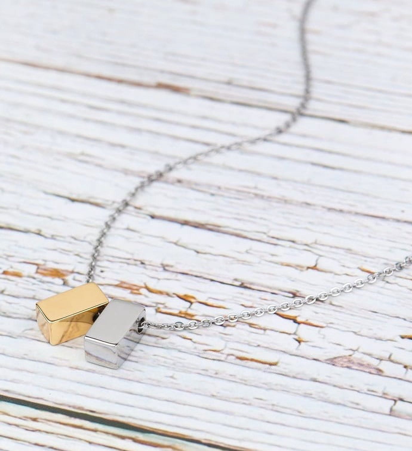 To The Best Mother Mother's Day Gift, Gift for Her, Gift for Her, Mother's Day Jewelry with Card, Card and Necklace Set for Mother's Day, Gift for Mom [Silver-Gold Cube, No-Personalized Card]