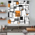 thumbnail image 5 of Orange Geometric Sheer Curtains 63 Inches Long, Black Grey Abstract Striped Modern Art Light Filering Curtains, Breathable Simi Curtain Privacy Drapes for Living Room Bedroom Window Treatment, 5 of 9