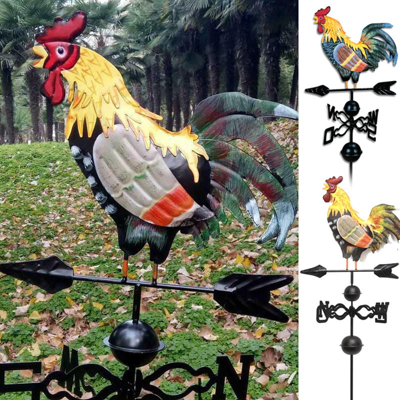 Jushom Metal Weather Vane with Rooster Ornament Weather Vane for Roofs Rooster Weathervane Garden Yard Patio Decor 