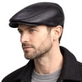 thumbnail image 7 of Handmade Men’s Real Leather Newsboy Cap – Vintage Sheepskin Leather Flat Cap, Classic Cabbie Driver Ascot Hat, 7 of 7