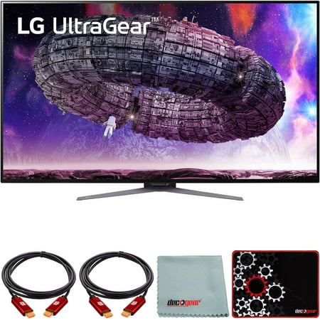 LG 48GQ900-B 48 inch UltraGear UHD OLED Gaming Monitor 120 Hz G-SYNC Compatible Bundle with Deco Gear HDMI Cable 2 Pack + Gamer Surface Mousepad + Screen Cloth