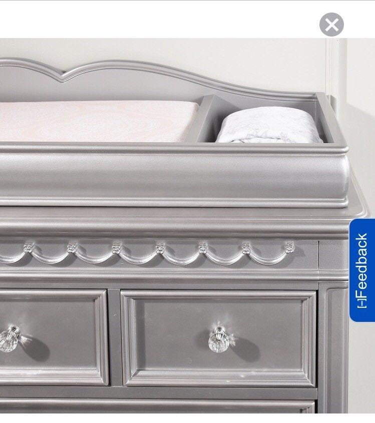 Baby Cache Adelina Changing Table Topper Metallic Gray Walmart Com
