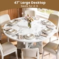 thumbnail image 3 of Round Dining Table for 4-6, PAPROOS 47''Large Kitchen Table, Dining Room Table with Marble-Color Wood Tabletop & Cross Base, Circle Dining Dinner Table for Kitchen Dining Room, White(Only Table), 3 of 8