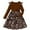 a-Brown428208, variant on VNKIDY Girls Dress Kids Leopard Print Dress Long Sleeves Crewneck Ruffled Shoulders Cute Dress For Cool Weather Festive Occasions Daily Wear Lovely Dress