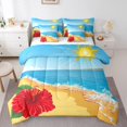 thumbnail image 1 of Erosebridal Tropical Beach Bedding Queen Size, Flower Botanical Bed in a Bag Queen size, Cartoon Ocean Decor, Reversible, 1 of 1