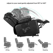 MERITLIFE Power Lift Chair Leather Couch Electric Recliner Sofa for Elderly,Massage Chair Recliner with Massage and Heating Function,Black