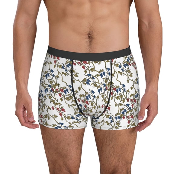 Mens Underwear Boxer Briefs - Cute Red Blue Grape Comfort Breathable men's boxer briefs with Flex Waistband