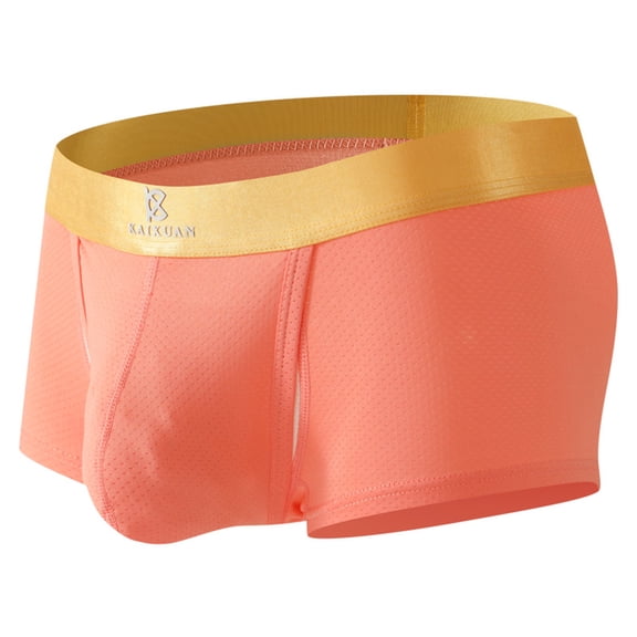 successthop Underwear for Men Open Front Plus Size Support Pouch Low Rise Sport Breathable Solid Boxer Brief Orange S