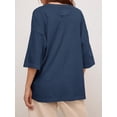 thumbnail image 4 of Crew Neck Half Sleeve Women Loose Solid Color T-shirt Tops, 4 of 6