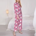 thumbnail image 3 of Goofa Rabbit Holding Flowers Printed Women’s 2 Piece Pajama Set Super,Pajamas Women's Long Sleeve Sleepwear Soft Button Down Loungewear Pjs Lounge Set Nightwear-, 3 of 9