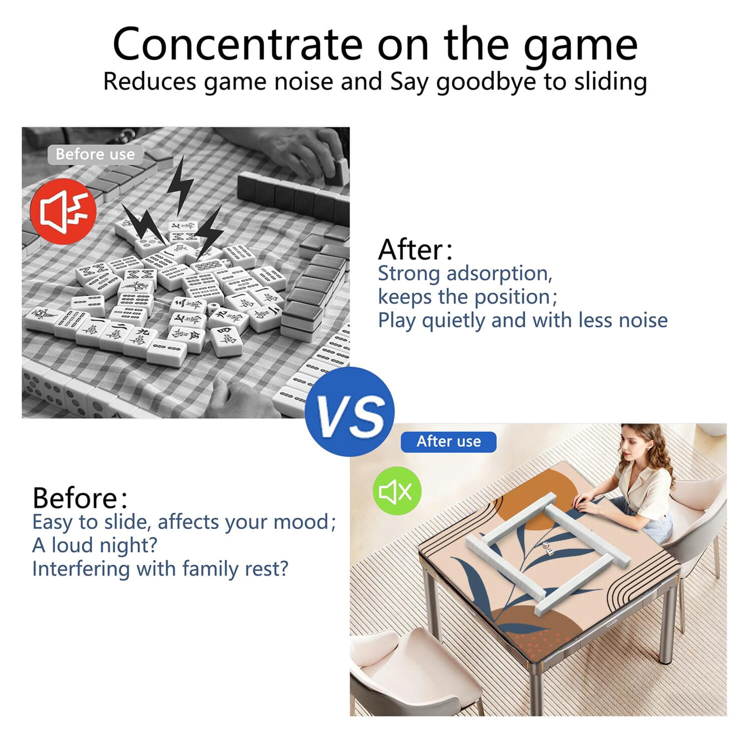 Boho Style Mahjong Table Mat Measuring 31.5 Inches Constructed from Rubber Featuring Anti-Slip Grip and Noise Reducing Technology for Games