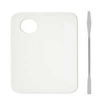 Unique Bargains 1Set Foundation Spatula and Palette Set Portable Professional Foundation Kit Makeup Artist Tools Transparent Silver Tone