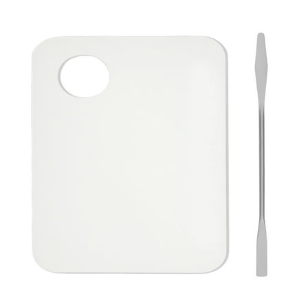 Unique Bargains 1Set Foundation Spatula and Palette Set Portable Professional Foundation Kit Makeup Artist Tools Transparent Silver Tone