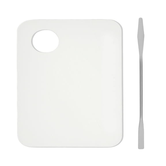 Unique Bargains 1Set Foundation Spatula and Palette Set Portable Professional Foundation Kit Makeup Artist Tools Transparent Silver Tone