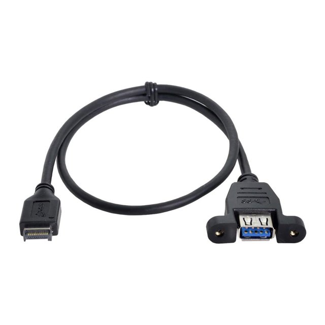 HUGFEGWE CY USB 3.1 Type-E Front Panel Header Male to USB 3.0 Type-A Female Extension Cable 50cm Panel Mount Type CJ25311-8078