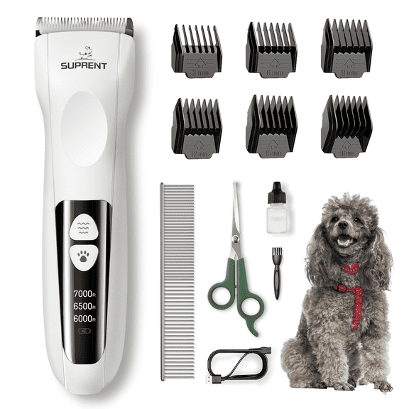Petopia Cordless Dog Clippers for Grooming Kit 3 Speed 7000RPM Heavy Duty Hair Trimmers Metal Blade for Dogs Cat Pet with Thick&Heavy Coats, Low Noise Shaver