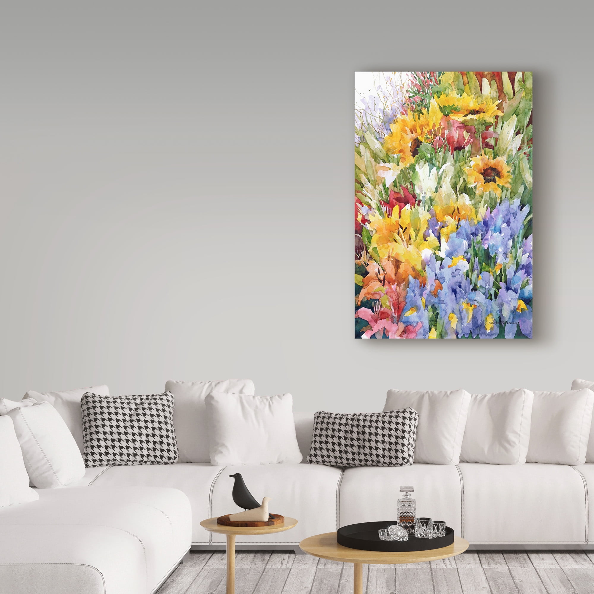 Trademark Fine Art 'Flower Power Yellow Blue' Canvas Art by Annelein Beukenkamp
