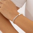 thumbnail image 6 of Gold Silver Pearl Bracelet for Women, Natural Fresh Water Pearl Cubic Zirconia Link Bracelet, Hytnpoallergenic Dainty Bracelet Bridal Jewelry, 18K Gold Plated Wedding Bracelet, Bridesmaid Gifts, 6 of 7